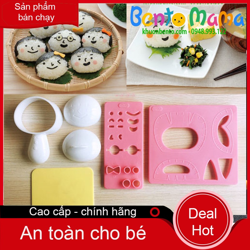 BỘ ÉP CƠM HOẠT HÌNH FAMILY KÈM TẤM CẮT TRANG TRÍ