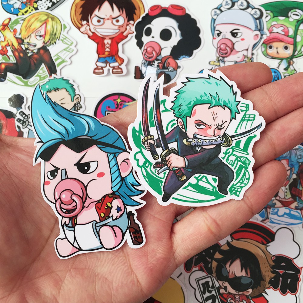 Bộ 30 Sticker One Piece Chibi Hoạt Hình - Miếng Dán Hoạt Hình One Piece