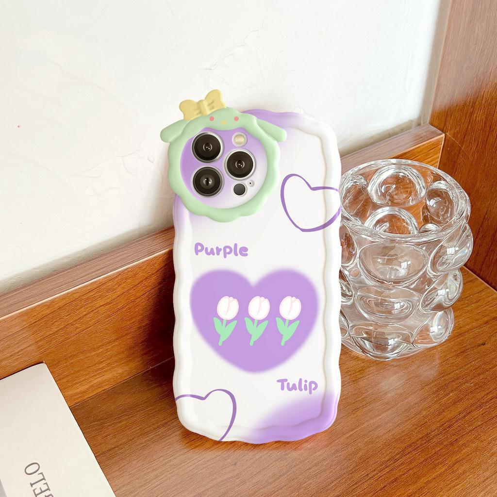 Ốp lưng iphone nơ lượn sóng Tulip Tím 6/6plus/6s/6splus/7/7plus/8/8plus/x/xs/11/12/13/14/pro/max/promax/plus/shin/case