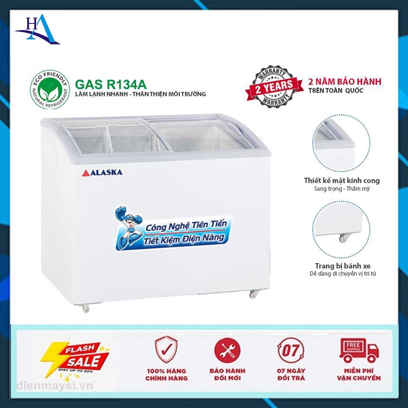 Tủ Đông Nắp Kính Cong Alaska KC- 210 (Miễn phí giao tại HCM-ngoài tỉnh liên hệ shop)