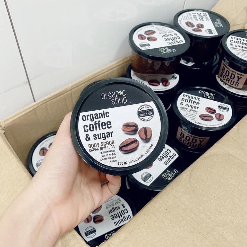 Tẩy da chết toàn thân tẩy tế bào chết body scrub Organic Coffee Shop Body Scrub 250g của Nga TING STORE