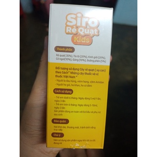 Siro Rẻ quạt Kids 100ml hỗ trợ giảm ho