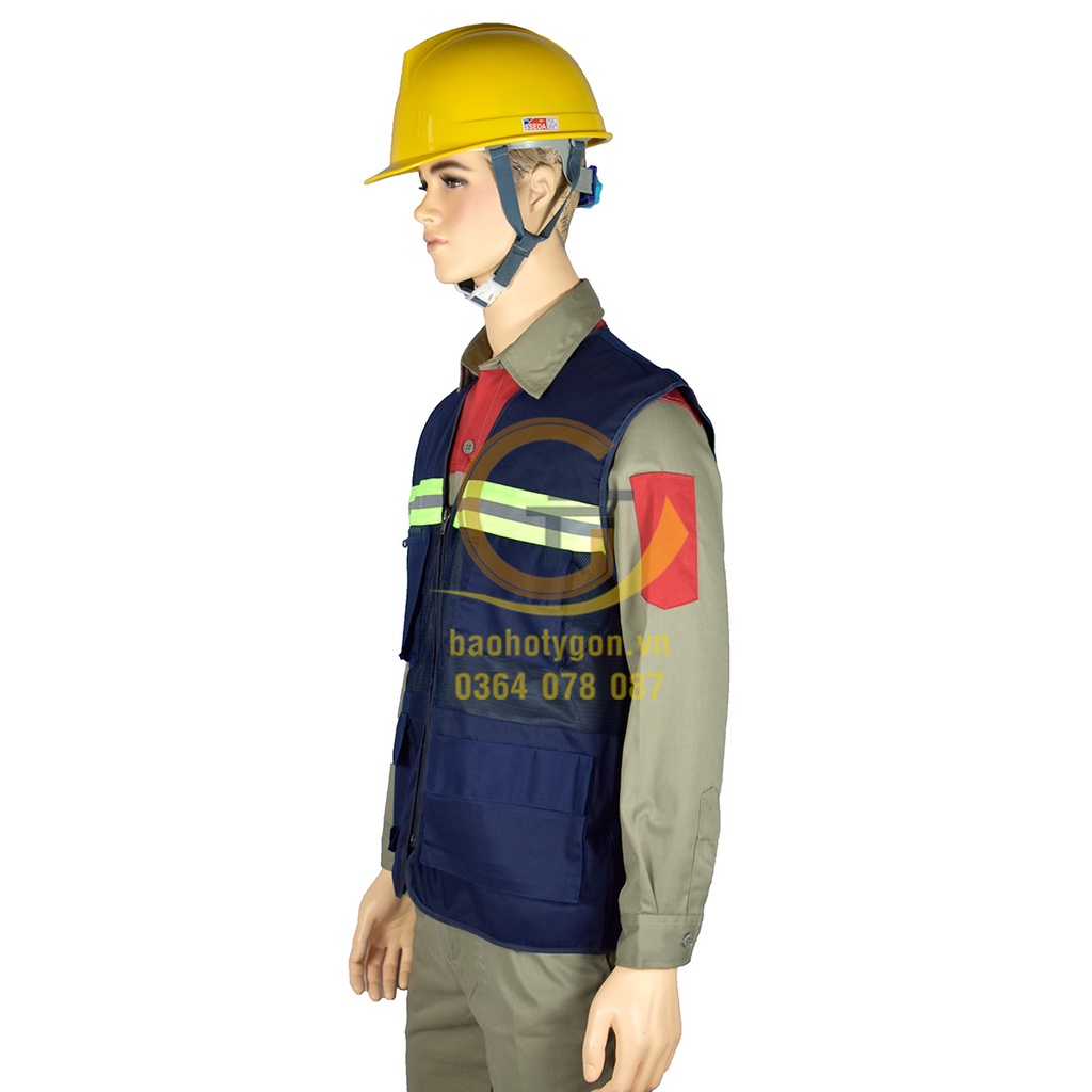 Áo ghi le giám sát/ kỹ sư màu xanh đen phối phản quang cao cấp