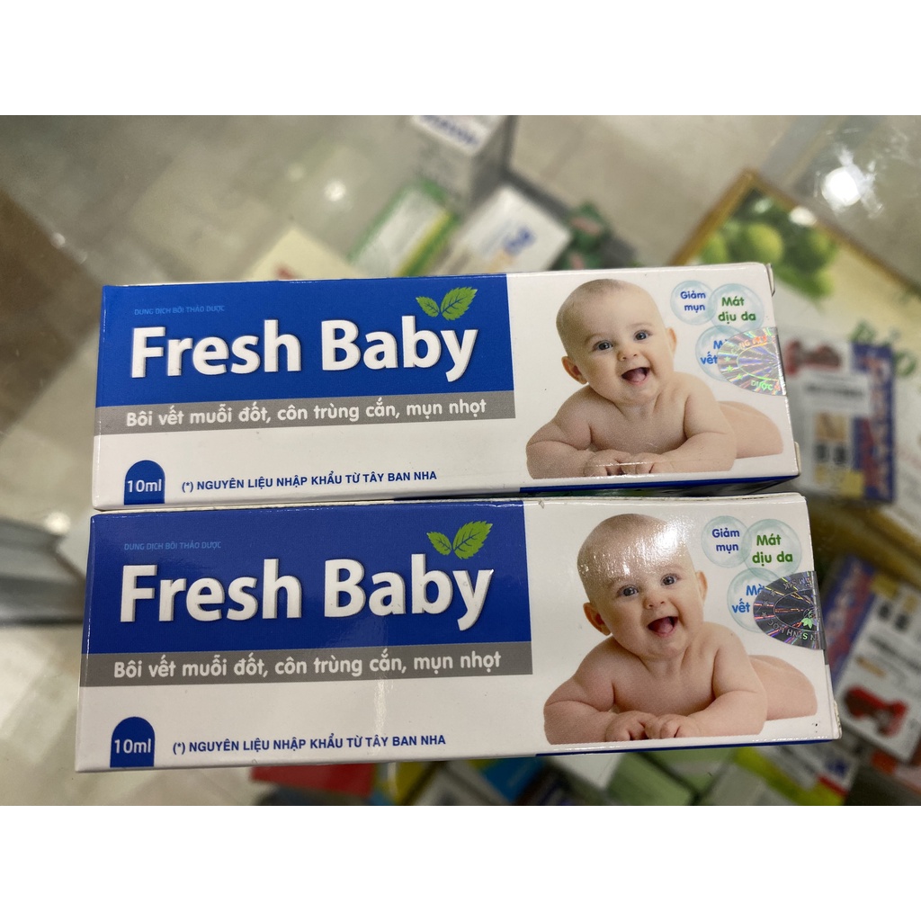Kem bôi thảo dược cho bé Fresh Baby tuýp 10ml dùng cho bé bị muỗi đốt, côn trùng cắn và mụn nhọt