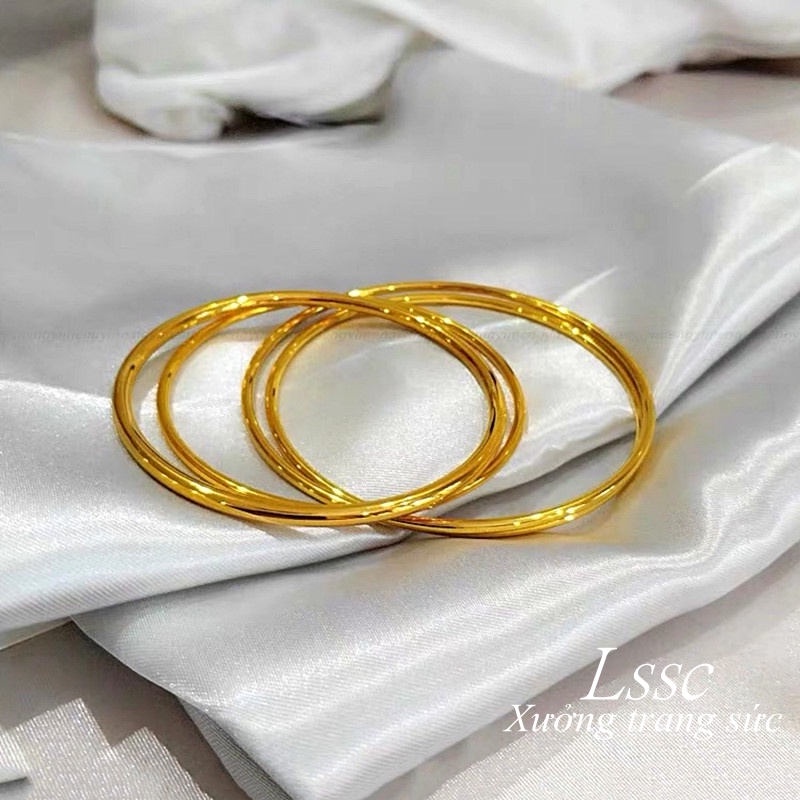 Vòng tay nữ 100% titan nguyên chất không gỉ mạ vàng 18k phong cách thời trang thanh lịch