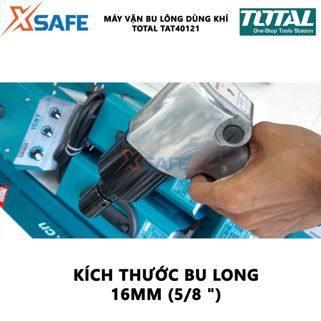 Máy siết bulong khí nén TOTAL TAT40121 đầu vặn vuông 12.5mm(1/2&quot;), dài 185mm, đầu lọc khí 1/4&quot;, ống khí 3/8&quot; - xsafe