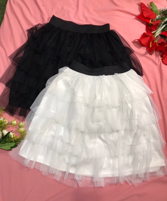 Chân váy lưới 4 tầng from ngắn