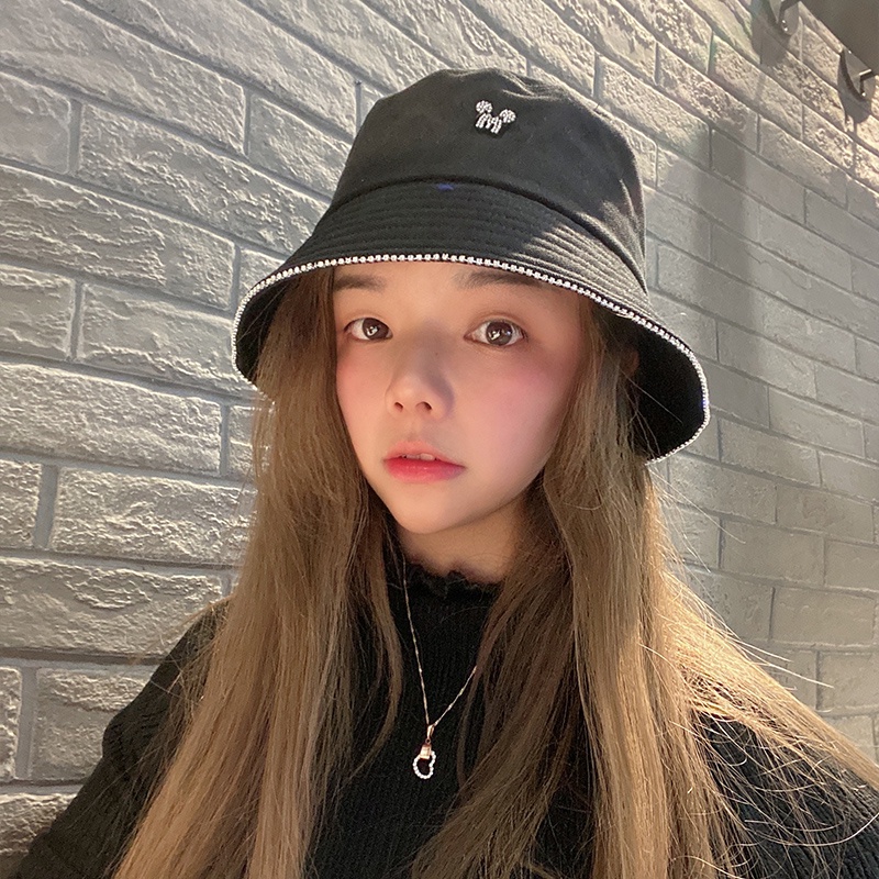 Nón Tai Bèo Chống Nắng Xuân Thu Đính Đá Rhinestone Phong Cách Hàn Quốc Dễ Phối Đồ Cho Nữ