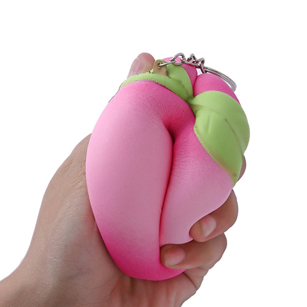 Stress Relief Toy Slow Rising Squeeze Pink Peach Shape Key Chain Children Gift Home Decoration