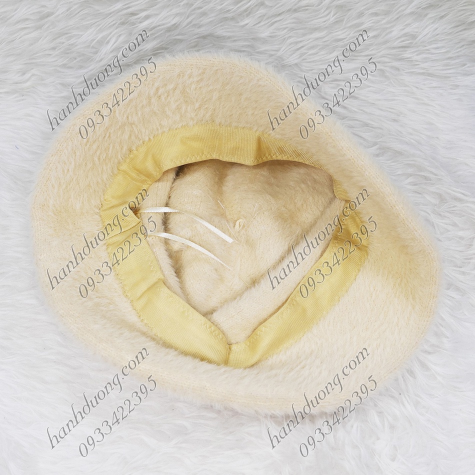 Mũ bo cụp lông xù mũ bucket vành nhỏhàng quảng châu găn dây xích xung quanh, vành rộng 5cm, phía trong có 2 dây rút