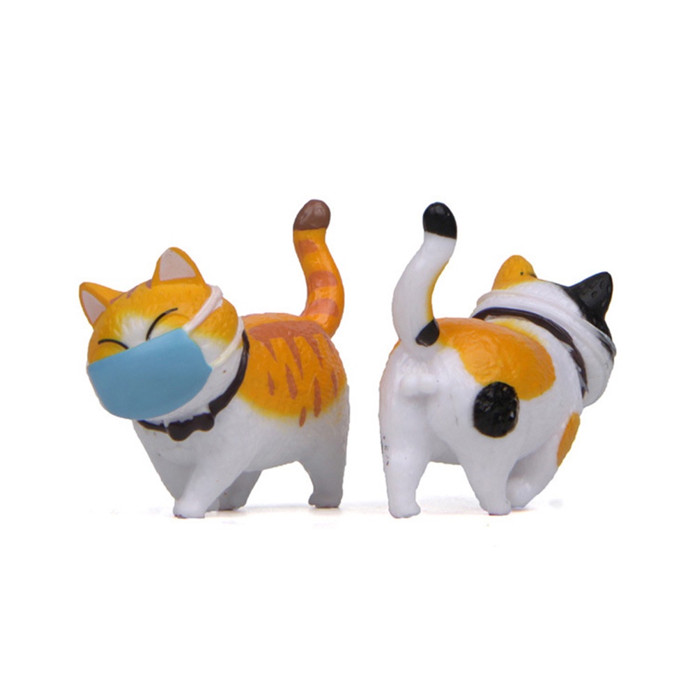 DAPHNE Micro Landscape Cartoon Cat Figurine Simulation Model Wearing Face Cover With protection Gift Desktop Ornament Funny Design Dollhouse Decoration Mini Kitten Statue