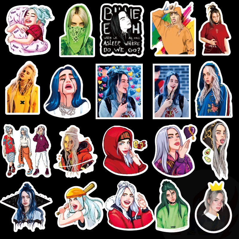 Set 50 đề can dán hỗn hợp hình siêu sao nhạc pop Billie Eilish 03 thời trang tự làm đa dụng