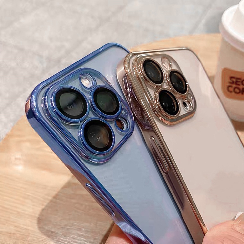 Ốp Điện Thoại Mạ Sang Trọng Với Miếng Dán Bảo Vệ camera Cho IPhone 14 pro max 14 plus 13 pro max 12 pro max