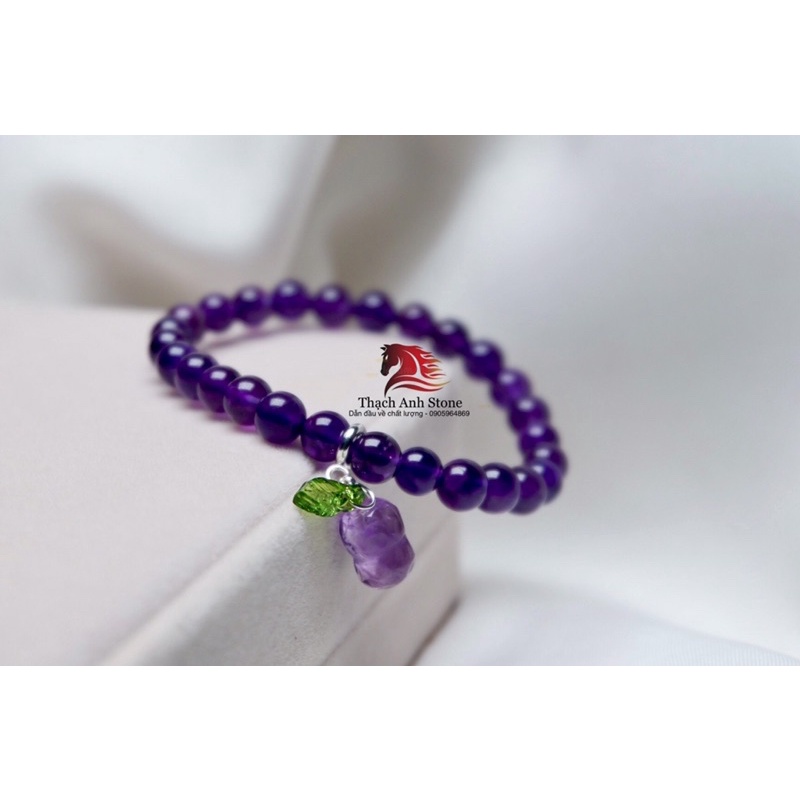Vòng tay thach anh tim size  hạt 8 li xinh xắn