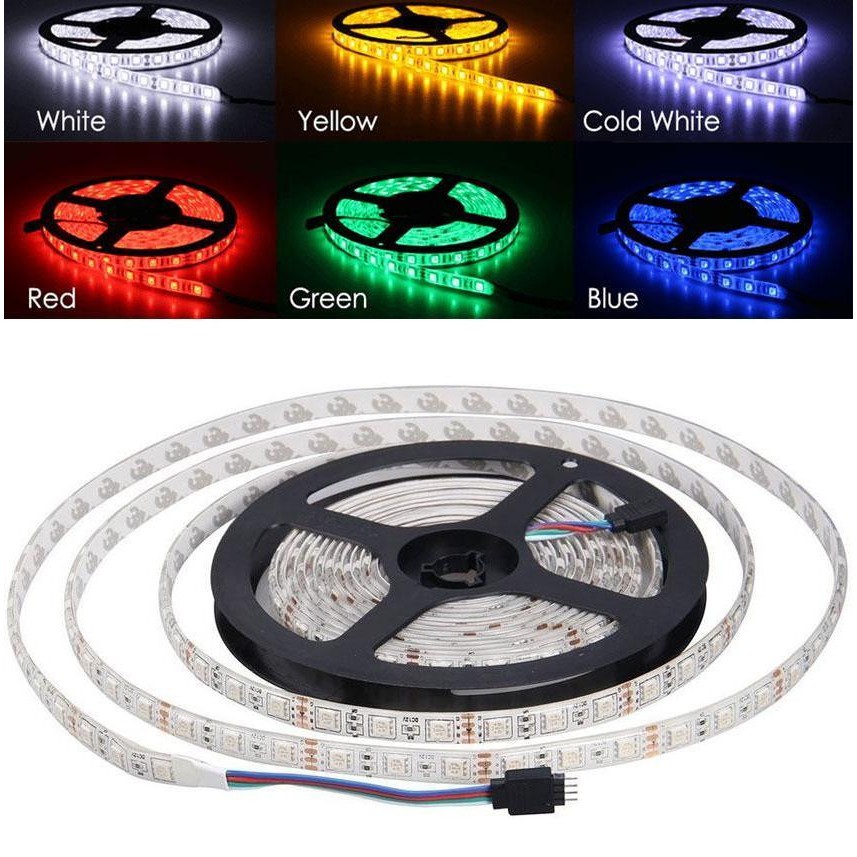 Bộ đèn LED dây dán 5m 5050RGB phủ keo silicon đổi 7 màu V-L-D-RGB (RGB)+Nguồn+Khiển