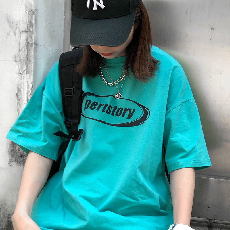 Áo Thun COZOK Tay Ngắn Dáng Rộng In Chữ Kiểu Hồng Kông Cá Tính