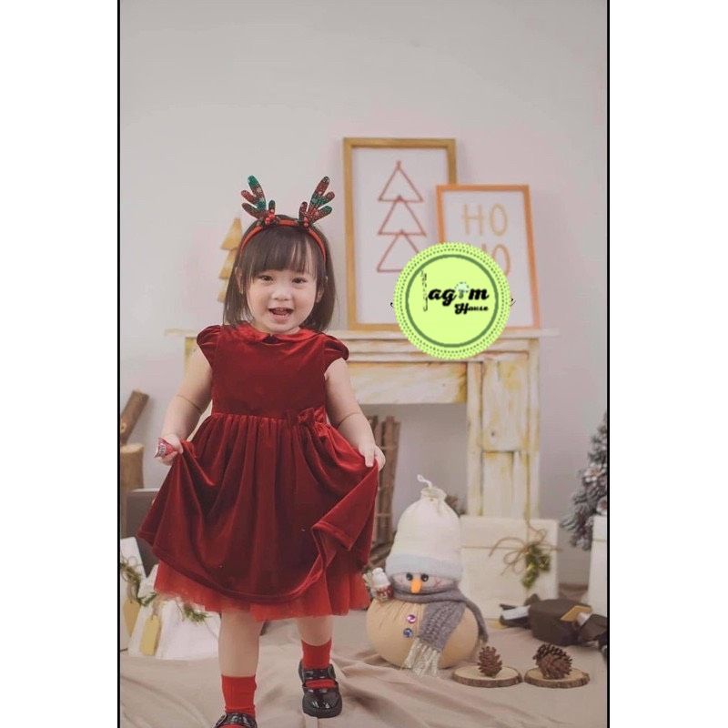 Váy Đỏ Nhung H.M Dư Xịn Cho Bé Diện Noel Và Tết - Lagim House