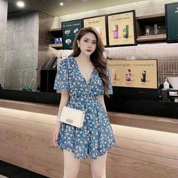 Jumpsuit Nữ Hoa Lụa Thiết Kế Dáng Xòe Ngắn Cổ Tim Sang Chảnh Dự Tiệc Đi Biển Thời Trang Đầm Váy Xm Minh Phúc