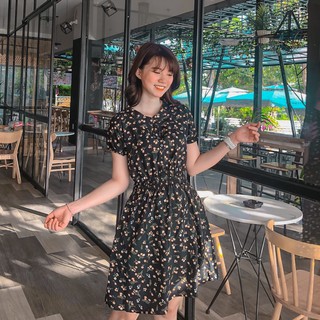 [HÌNH THẬT] ĐẦM NẸP NÚT THUN NHÚN EO