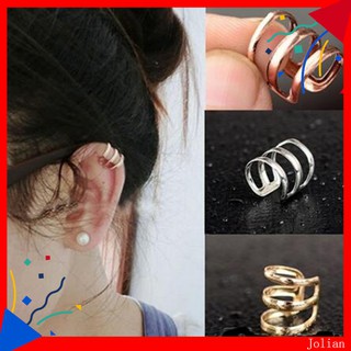 Khuyên kẹp vành tai thiết kế 3 khoen rỗng có thể điều chỉnh làm nhẫn đeo tay cho nữ khi đi du lịch / mua sắm