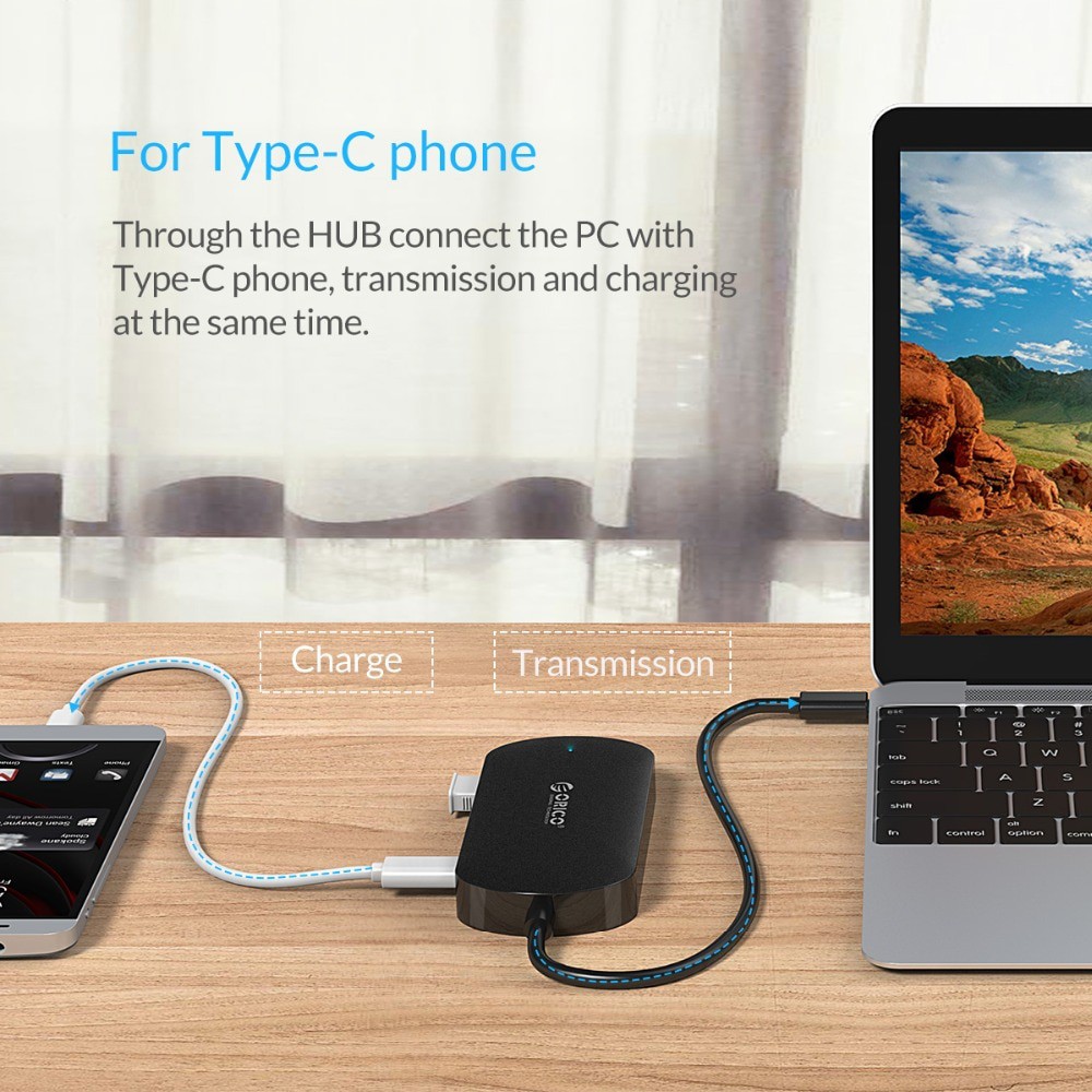 Hub chuyển đổi đa cổng Orico chuyển đổi USB Type C sang VGA Usb PD 3 trong 1 cổng sạc PD USB 3.0