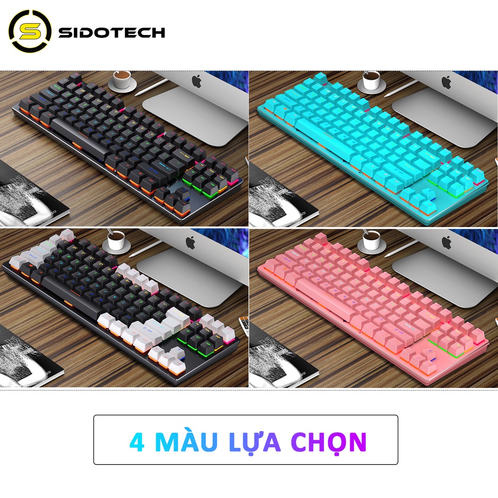 Bàn phím cơ gaming SIDOTECH TKL 87 key và Full Size 104 key LED RGB chuyên chơi game Esport - Hàng chính hãng