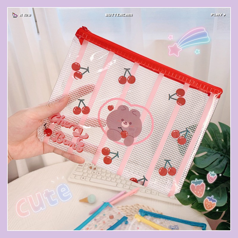 Hộp Bút, Túi Đựng Đồ Zip Pouch Nhựa PVC Lưới 3 Size