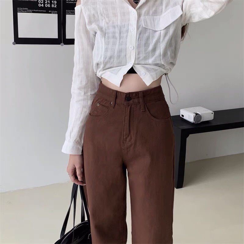 Quần ống rộng nâu hot trend