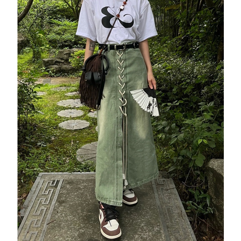 Chân Váy Denim Lưng Cao Thời Trang Dành Cho Nữ