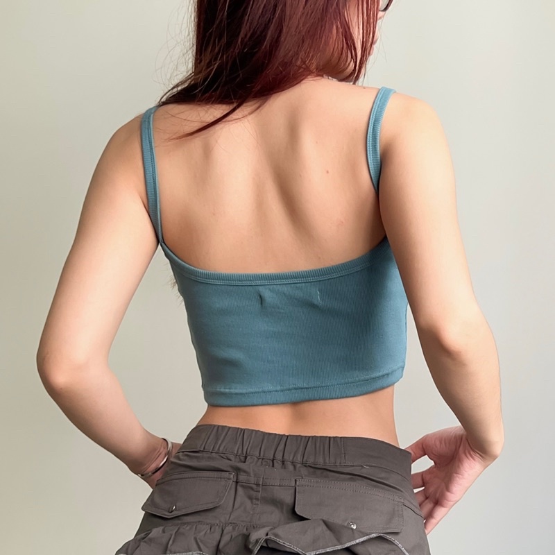 ADDSOMESUGAR Áo dây khoét lưng vải thun gân