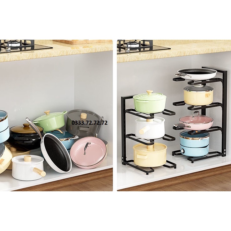 Kệ giá để chảo xoong nồi, giá gác vung úp chảo gọn gàng ngăn nắp