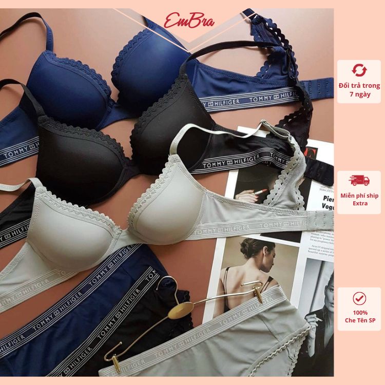Bộ đồ lót Embra Tommy xuất xịn mới áo có đệm mỏng quần cotton kháng khuẩn EBB63