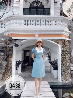 Bigsize Đầm cổ phối D438