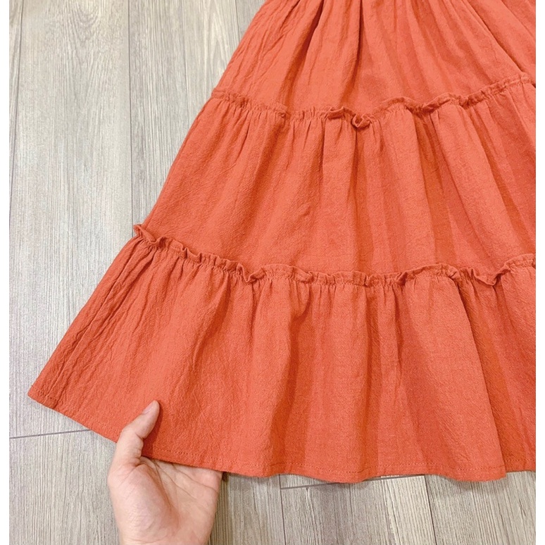 Váy smock chun ngực tay bồng-HÀNG SALE KO ĐỔI TRẢ