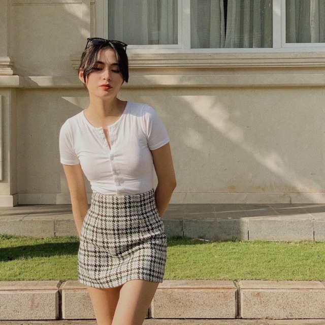 Chân váy tweed lưng cao tôn dáng | Nole skirt