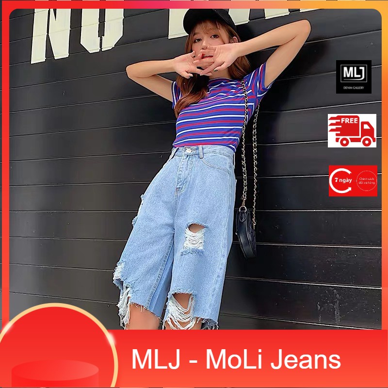 Quần jean ngố / lửng BIG SIZE lưng cao, phom RỘNG đẹp thời trang hot trend 3212