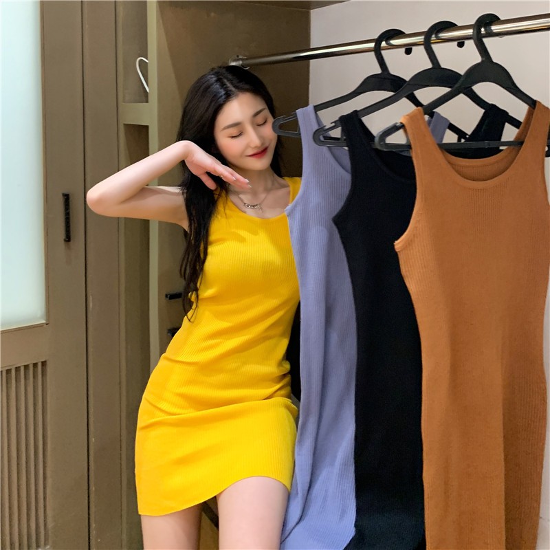 Xiaozhainv Đầm dây màu trơn dáng ôm quyến rũ thời trang | BigBuy360 - bigbuy360.vn