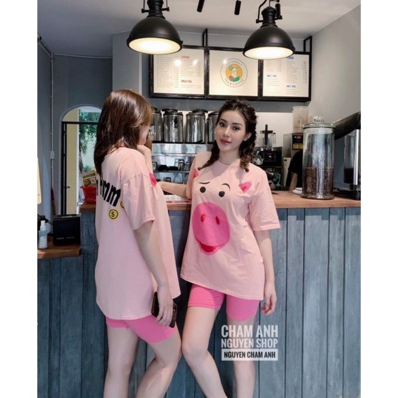 Đồ bộ nữ - Đồ bộ mặc nhà - ngố heo hồng thời trang