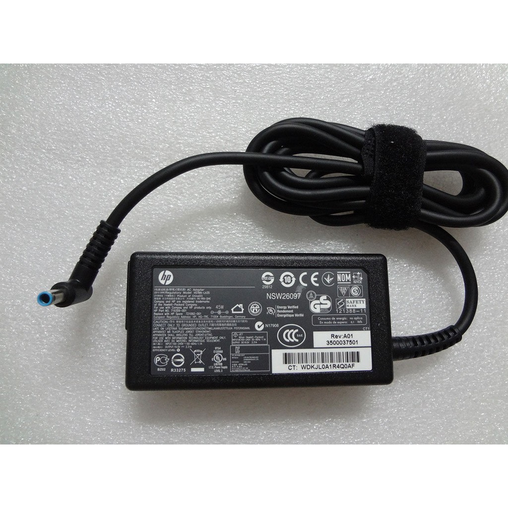 Sạc Laptop HP chân kim nhỏ 19.5v 2.31A - Kèm dây nguồn