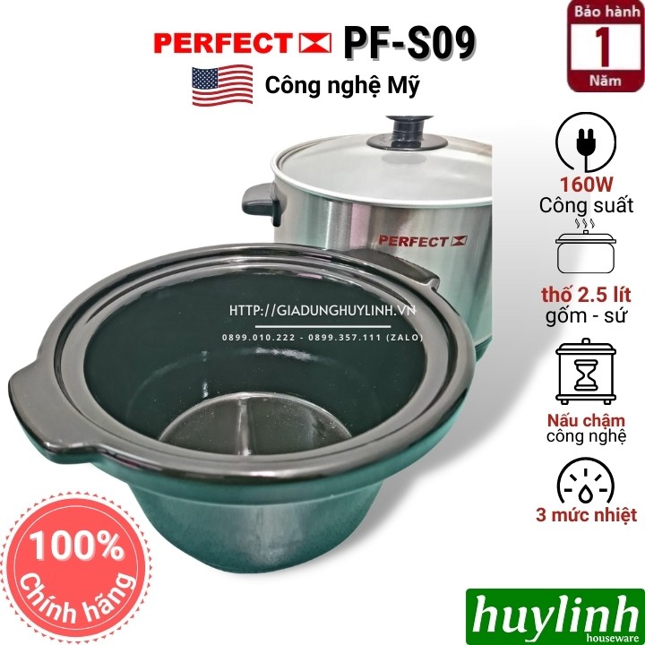 Nồi nấu cháo chậm Perfect PF-S09 - 2.5 lít