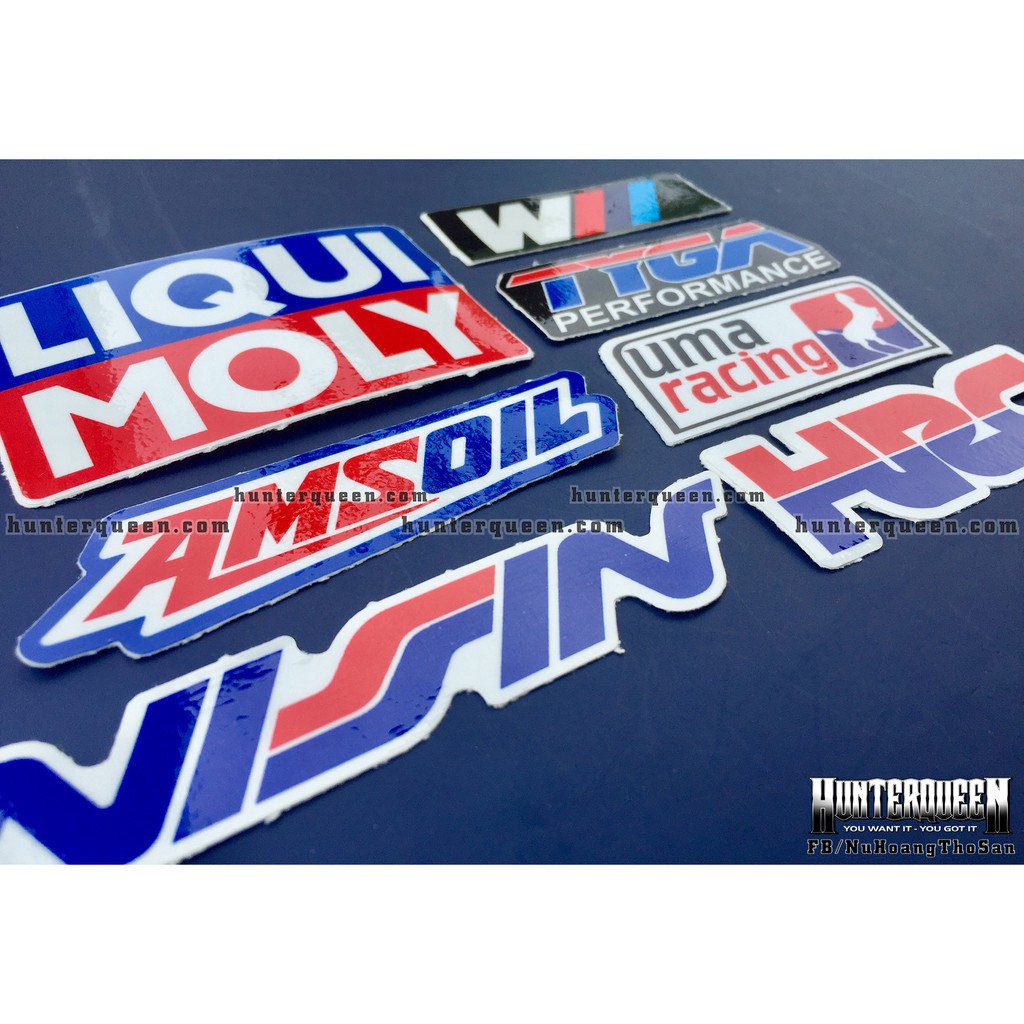 Bộ 7 logo xanh đỏ, decal dán xe máy, nón bảo hiểm... Sticker chống nước, bền màu. Hình dán đẹp