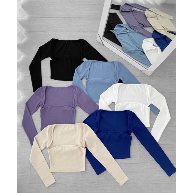 (Feedback, ảnh thật, hoả tốc)🥕ÁO_CROPTOP_KHOÉC_NGỰC_TAY_DÀI🥦