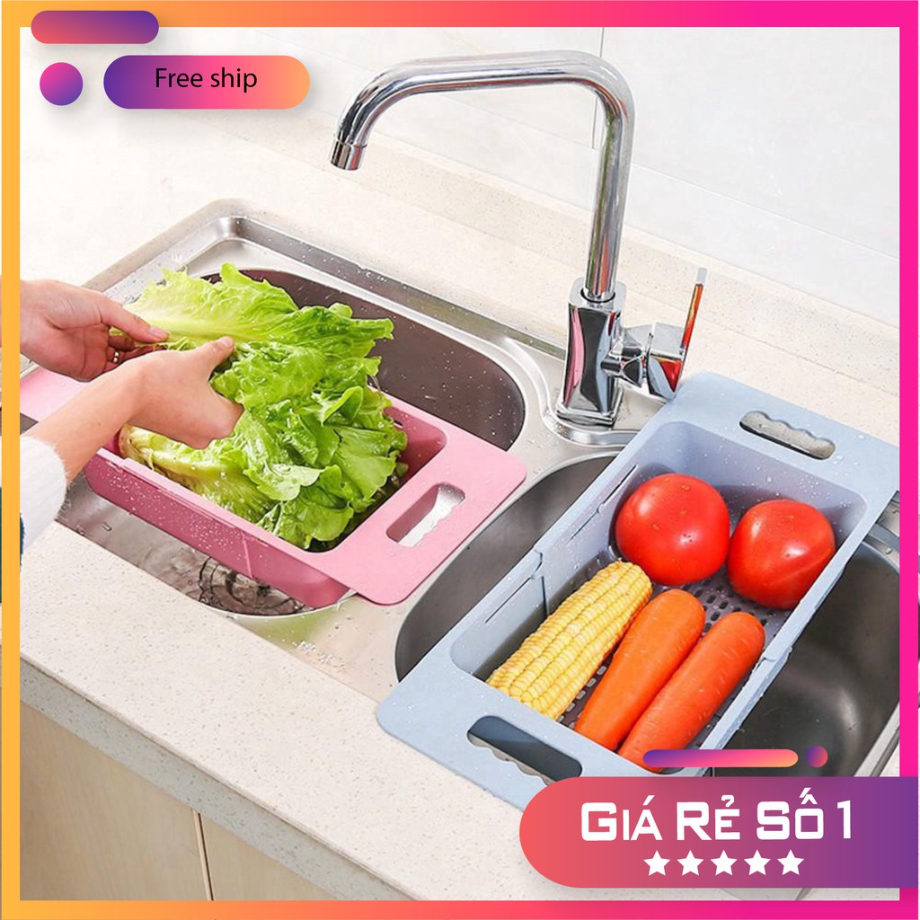 Rổ gác bồn rửa bát thông minh gấp gọn, khay nhựa đa năng có thể điều chỉnh kích thước gài bồn rửa chén 5613