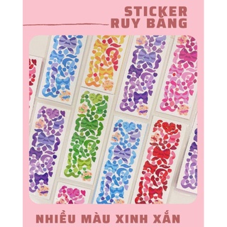Sticker ruy băng trái tim lấp lánh xinh xắn