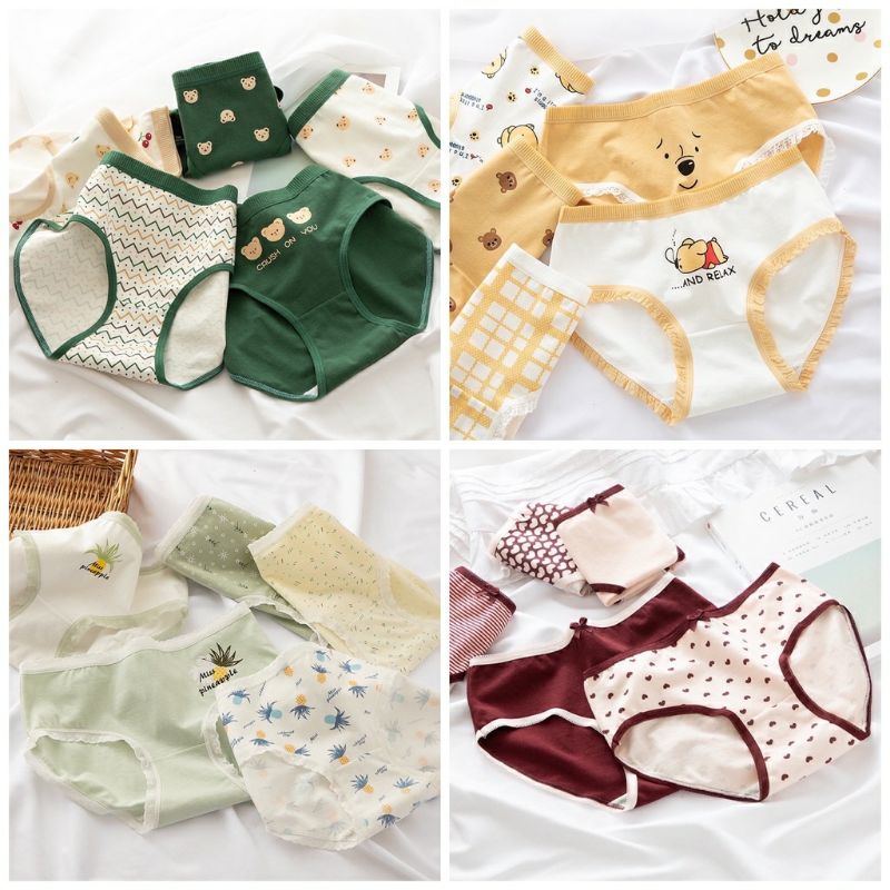 SET 4 Quần Lót Nữ Cotton Nâng Mông Thông Hơi Hoạ Tiết Dễ Thương BIKI CB1 | BigBuy360 - bigbuy360.vn