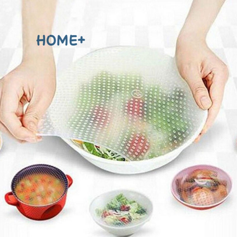 Set 4 Miếng Silicon Đậy Tô Chén Bảo Quản Thực Phẩm Đa Năng Tiện Dụng