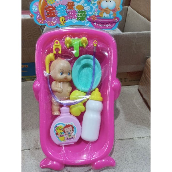 0Bộ Đồ Chơi Búp Bê Bồn Tắm Cho Bé Gái