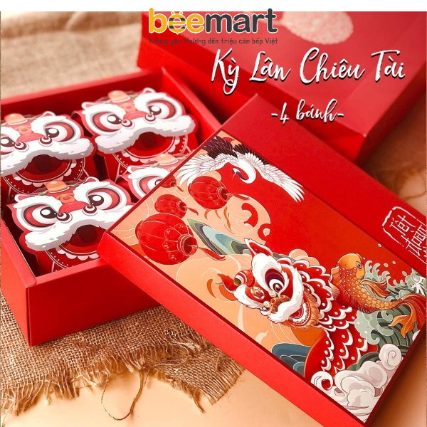 Bộ túi hộp trung thu Kỳ Lân 4 bánh