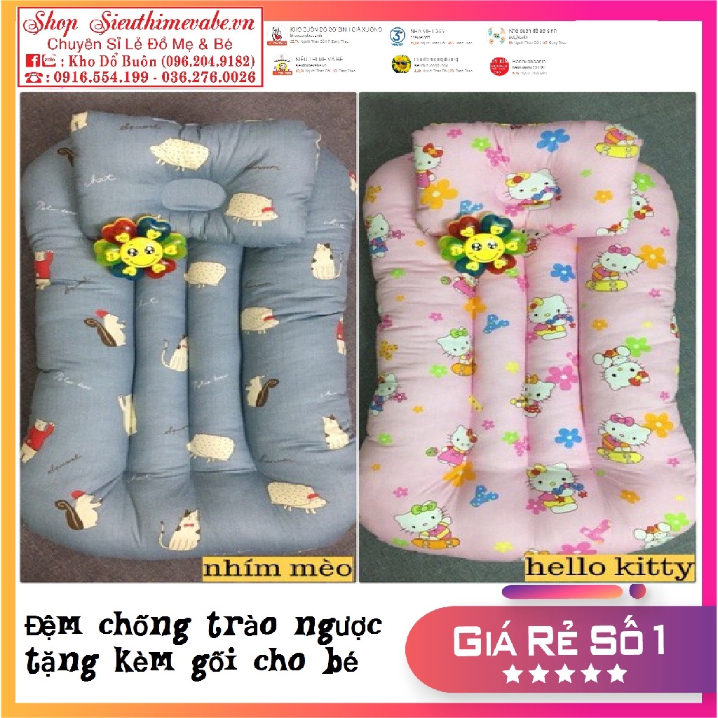 Gối chống trào ngược vuông tròn, đệm chống trào ngược cho bé