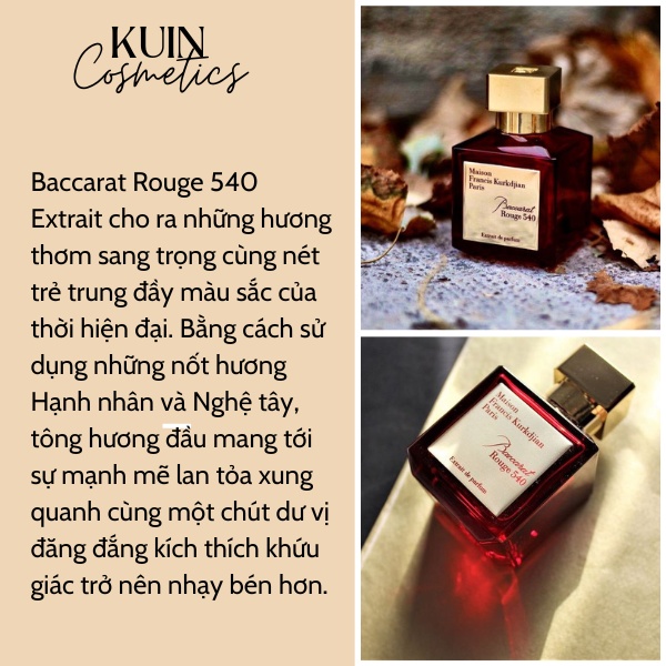 Nước hoa nữ Maison MFK Baccarat Rouge 540 Extrait de Parfum- Mùi hương sang trọng quý phái và lưu hương lâu